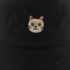 Unisex Cotton Blend Fisherman Hat With Cat Embroidery Wide Brim Outdoor Cap Winter
