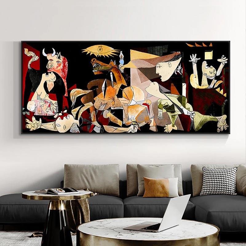 Picasso Guernica Kunstverk Plakat Lerretstrykk Berømt Maleri Reproduksjon Veggkunst Bilder for Hjemmedekorasjon Rom Stue