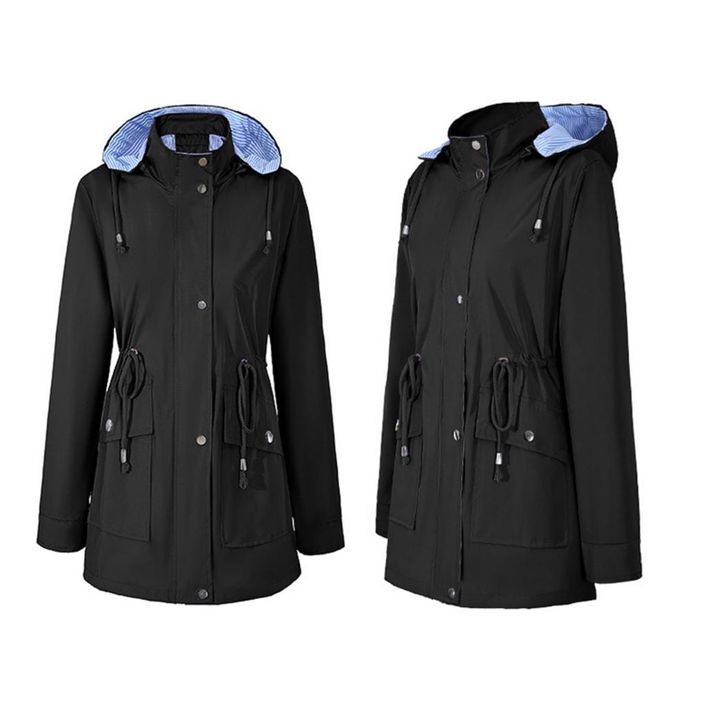 Women's Color Hooded Windbreaker Jacket Lightweight Windproof Outdoor Sportswear