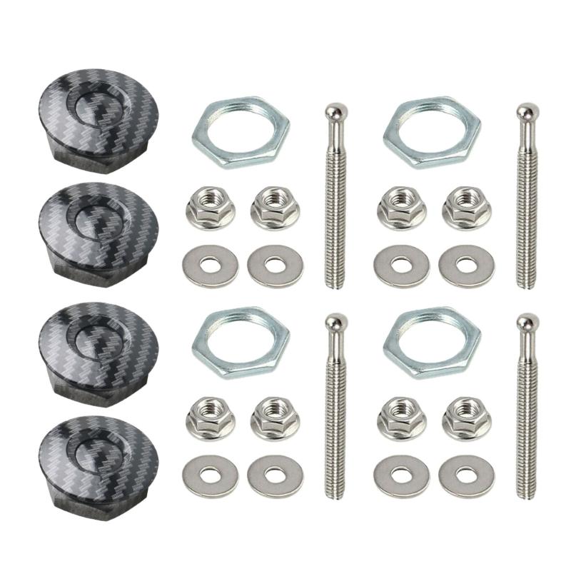 Universally Aluminum Push Button Car Front Bumper Hood Pin Bonnet Lock Latches Clip