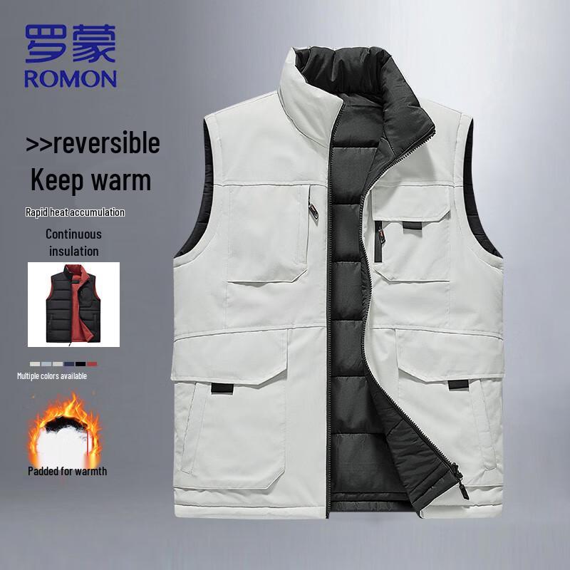 ROMON Men's Reversible Workwear Multi-Pocket Vest