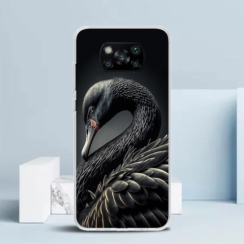 Black Swan Noble Phone Case For Xiaomi Poco F7 Ultra X5 X6 X7 Pro M7 Redmi 15C 15 13C 13 12C 12 10C 10 10A 9 9C 9A 9T Cover Poco