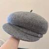 British Style Female Painter Cap Solid Color Women Artist Hat Casual Wool Beret Cap  Spring