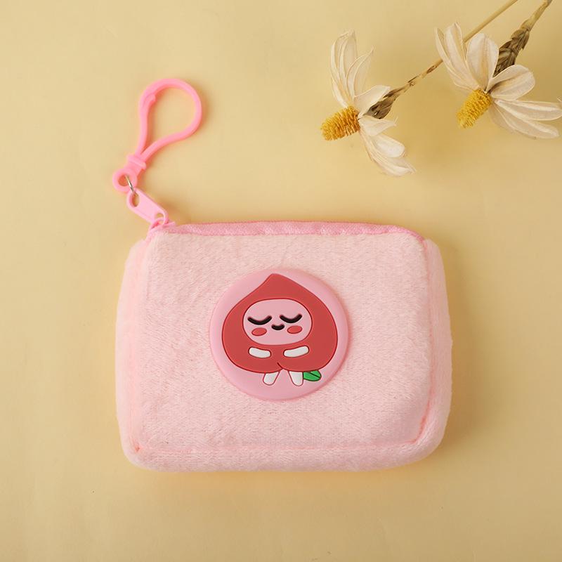 Niedliche Geldbörse aus Plüsch mit Cartoon-Motiv – Schlüssel- und Ohrhörertasche für Kinder mit Reißverschluss