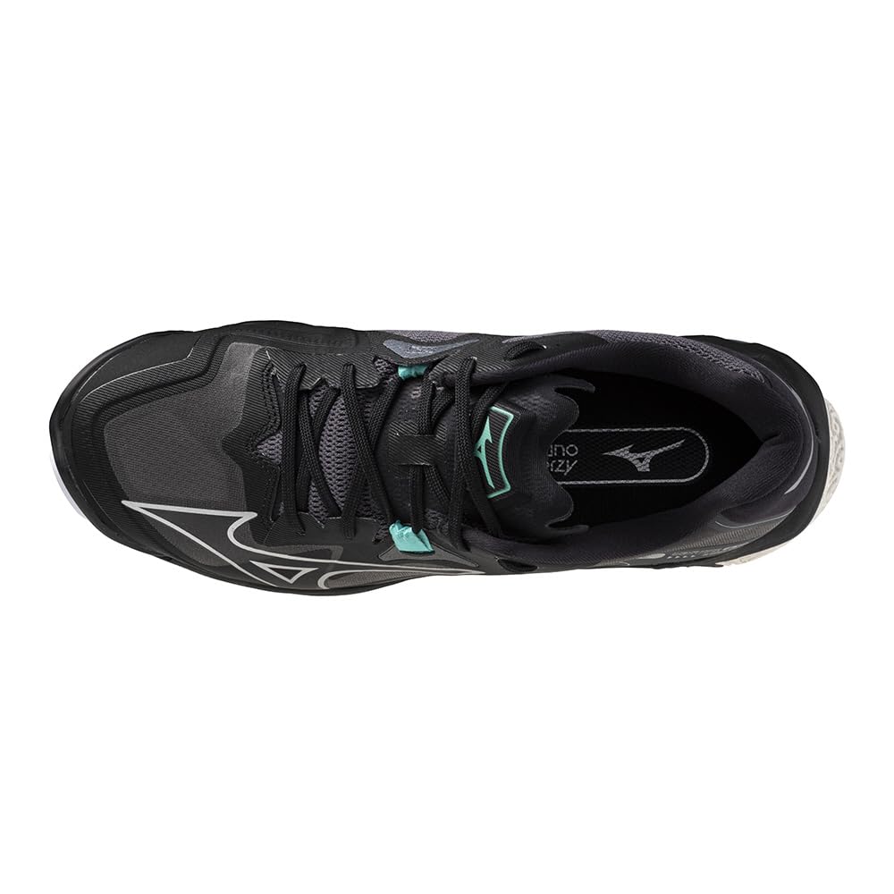 Mizuno Wave Lightning Z8 Volleyball Size 3E Shoes, Club/Indoor, Wide, Lightweight, Black/Silver/Green, 27.5 cm,