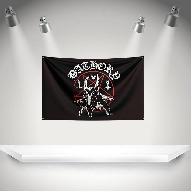 B-Bathorys Flag Rock Music Band Banner HD Printing Tapestry Exhibition, Music Band Fans, Garage Decor