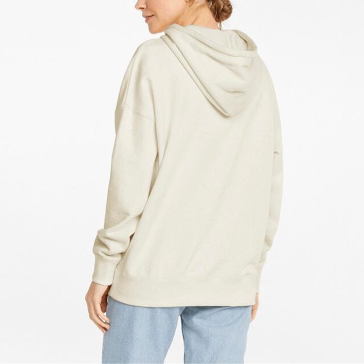 Puma Downtown Logo Print Vintage Casual Hoodie Women Hoodies Natural 535388-99