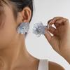 Vintage Acrylic Camellia Stud Earrings for Women Elegant Colorful Crystal Flower Temperament Earrings Beach Jewelry