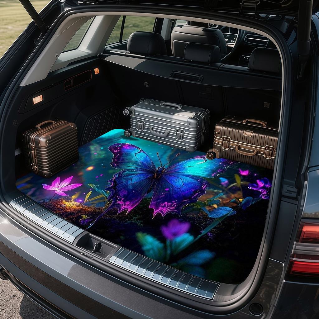 1Pcs Enchanted Butterfly Car Trunk Mat with Anti Slip Cargo Liner Waterproof Rear Storage Protector Floor Mat for SUV Sedan Vehi