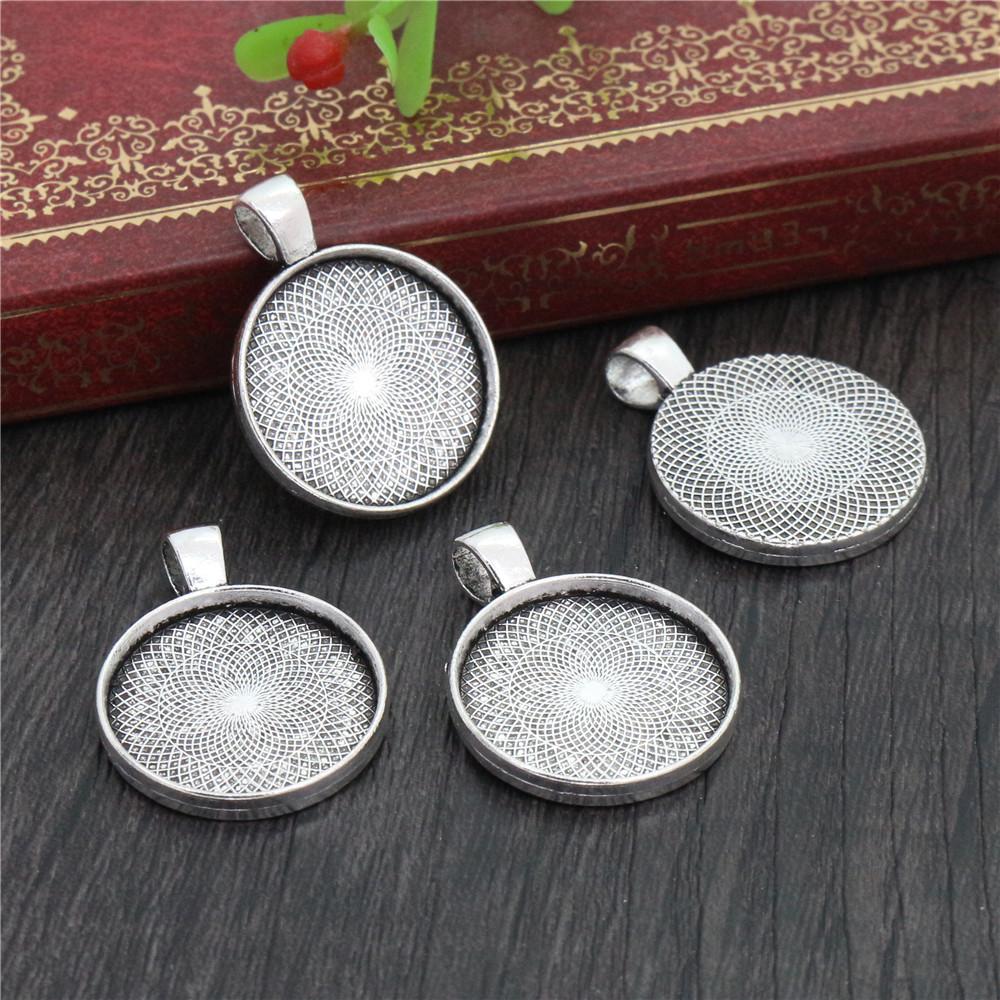 10pcs 20mm Inner Size Classic 5 Colors Plated One Sided Double Hanging Simple Style Cabochon Base Setting Charms Pendant