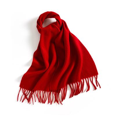 Winter Solid Color Wool Scarf for Women New Versatile Tassel Fashion Warm Neck Scarf Comfortable Real Wool Scarf