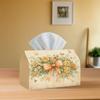 1pc 2D Flat Printed Floral Bow Vintage Style Tissue Box, Suitable for Living Room, Bedroom, Dining Room, Study, Polyester Material, Large Size, 2D Fla