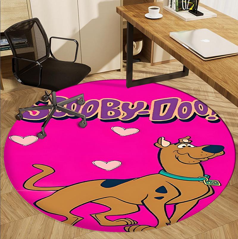 Scooby Pattern Round Rug, Indoor/Outdoor Mat, for Picnic, Gameroom, Bedroom, Office, Living Room, Home Decor Carpet, Birthday Gift