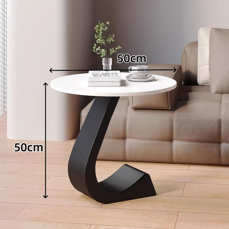 Luxury Home Living Room Sofa Small Side Table Rock Slab High-end Sense Bedside Round Table Metal Table