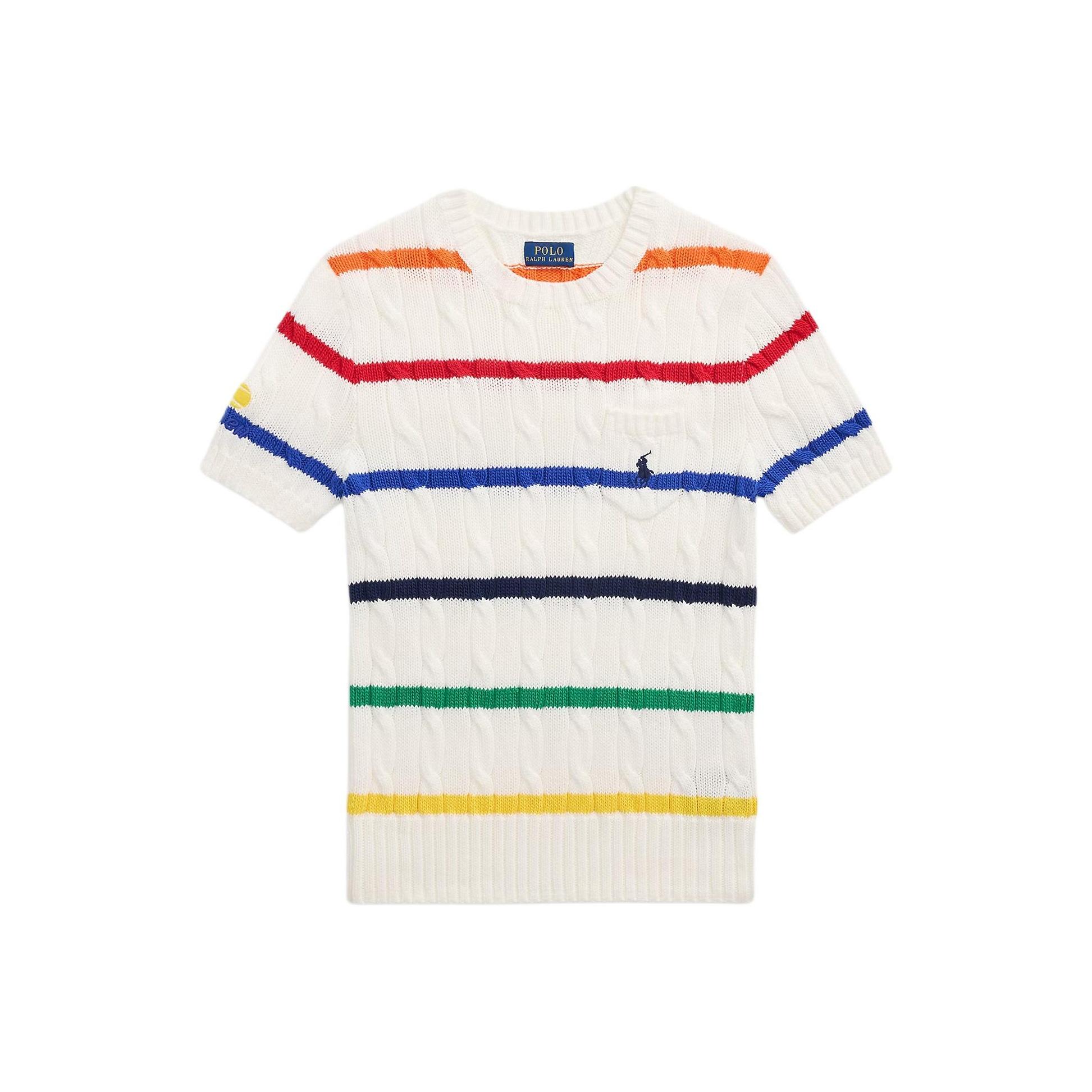 Polo Ralph Lauren FW25 Серия US Open Узор «Пони» Вязаный свитер из полосатого хлопка Женский свитер 211A89197-001 XXS