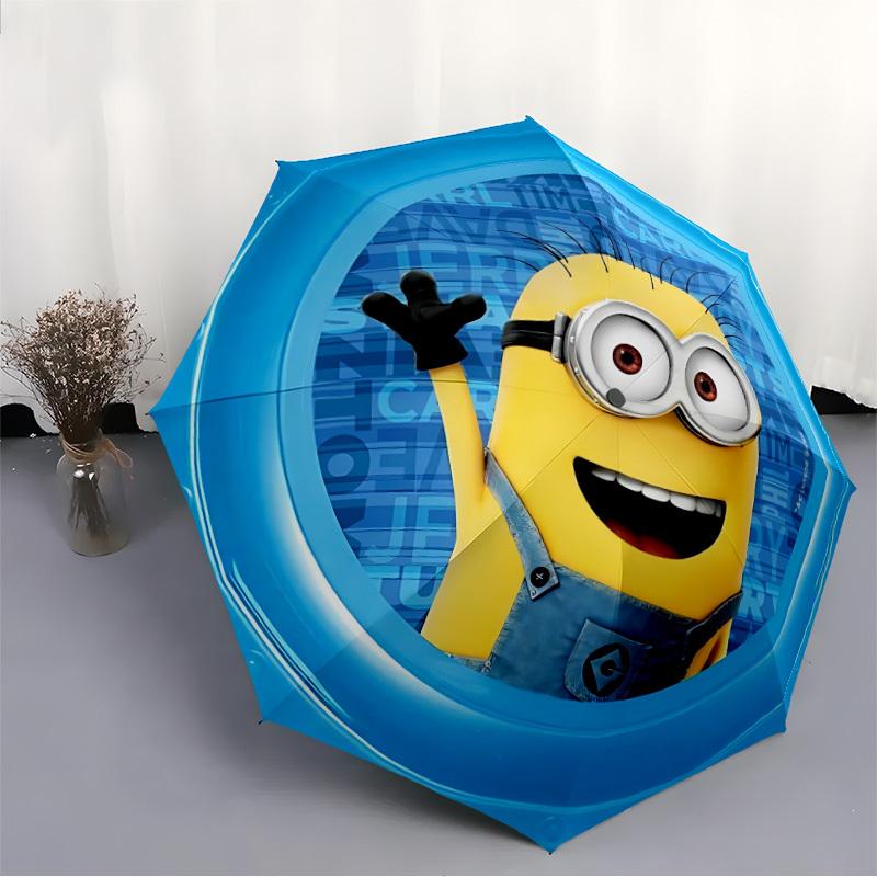 1PC Minion Automatic Open/Close Umbrella, 8-Rib Sturdy Frame, Lightweight Portable Umbrella, Commute, Business - Ideal Gift for Friend, Vibrant Patter