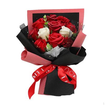 11 Pezzi Bouquet di Rose di Sapone Artificiale Fiore Decorativo per Bomboniere con Rosa