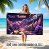 Dinosaur Theme Quick Dry Beach Towel Custom Name Text Print Large Sand Resistant Towel Beach Vacation