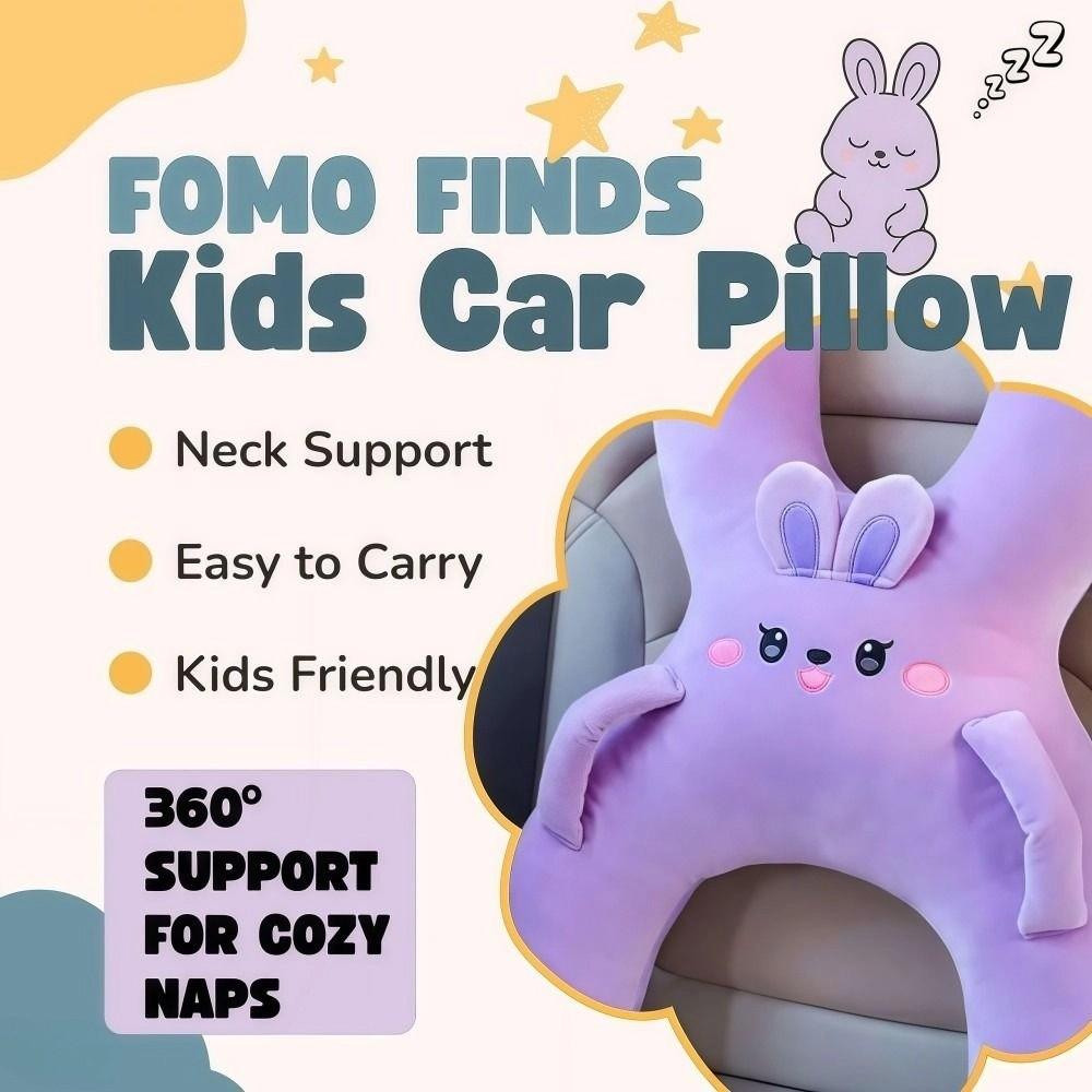 Cute Cartoon Car Headrest Removable Head Support Child Sleeping Pillow Breathable Comfortable Car Mounted Pillow Travel Comfort