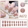 24Pcs French Multiple Styles Fake Nails Press On Nails Gel On Painted Reusable Fast Wearable Nail Tips Detachable Full Finished