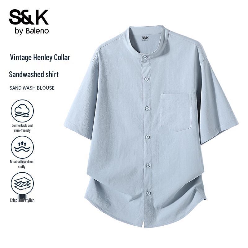 Baleno S&K Series Men s Henry Collar Short Sleeve Shirt 3XL