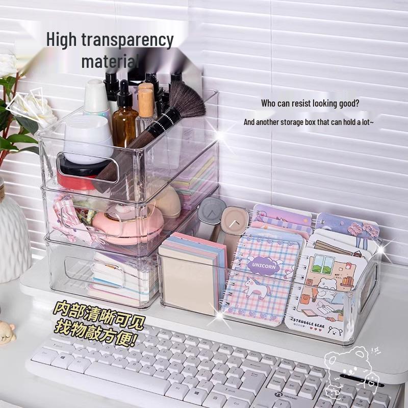 Akrylowe Przezroczyste Pudełko do Przechowywania na Biurko na Kosmetyki, Przekąski i Drobiazgi z Funkcjami Szuflady i Półki