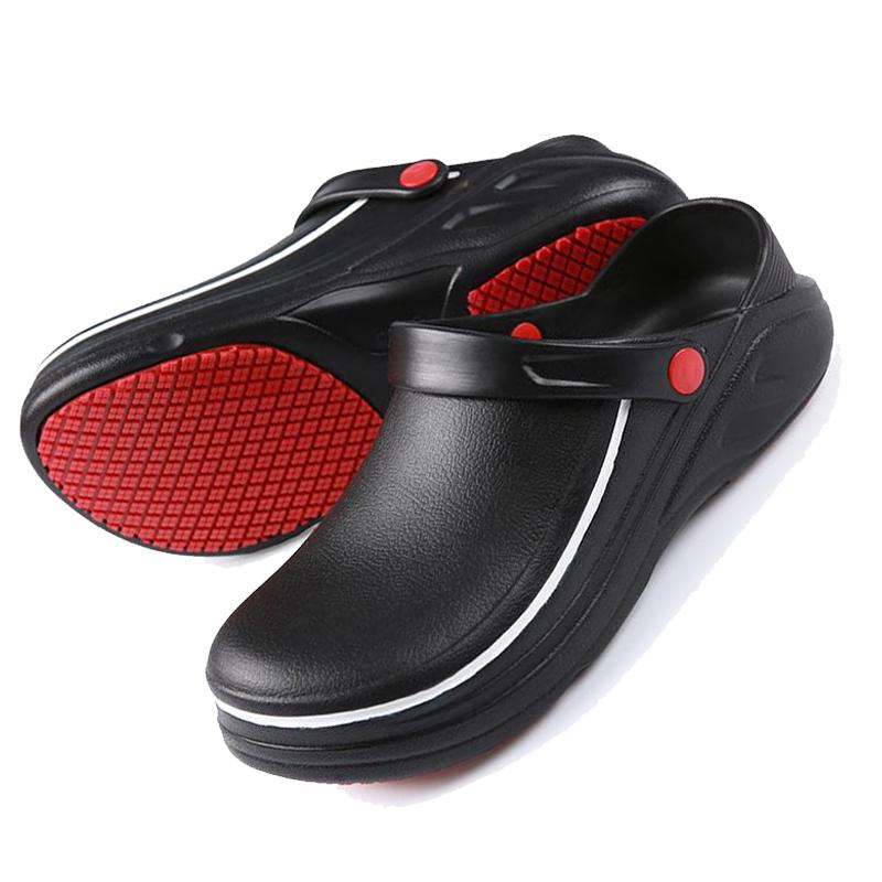 Унисекс Рабочая обувь для поваров Кухонные водонепроницаемые тапочки с защитой от масла для гостиниц и ресторанов Нескользящие сандалии Мужская и женская защитная обувь для поваров 36/37