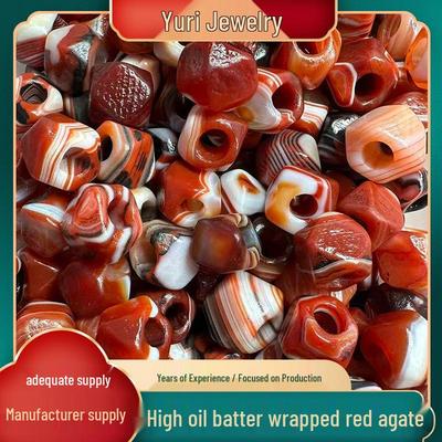 14×15mm Multi-Faceted Red Agate Beads with High Oil Patina for Jewelry Making