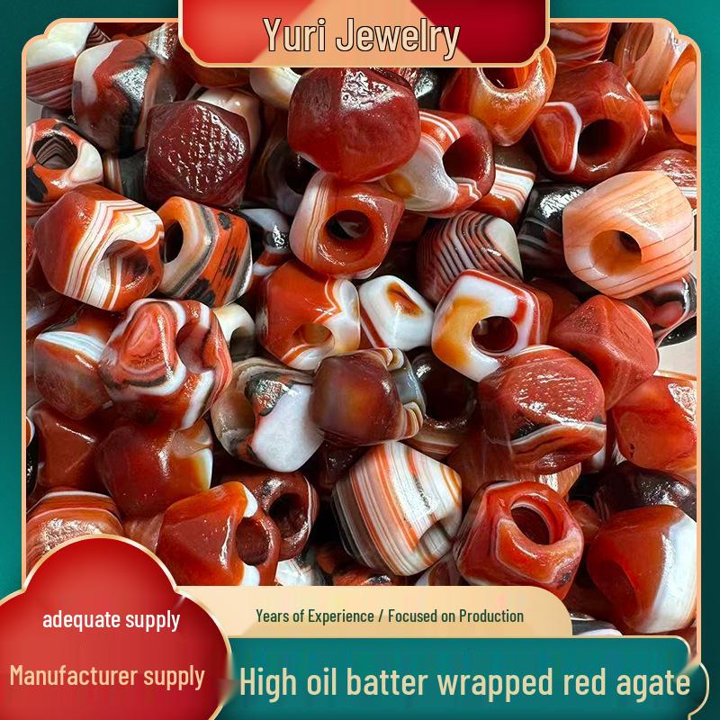 14×15mm Multi-Faceted Red Agate Beads with High Oil Patina for Jewelry Making