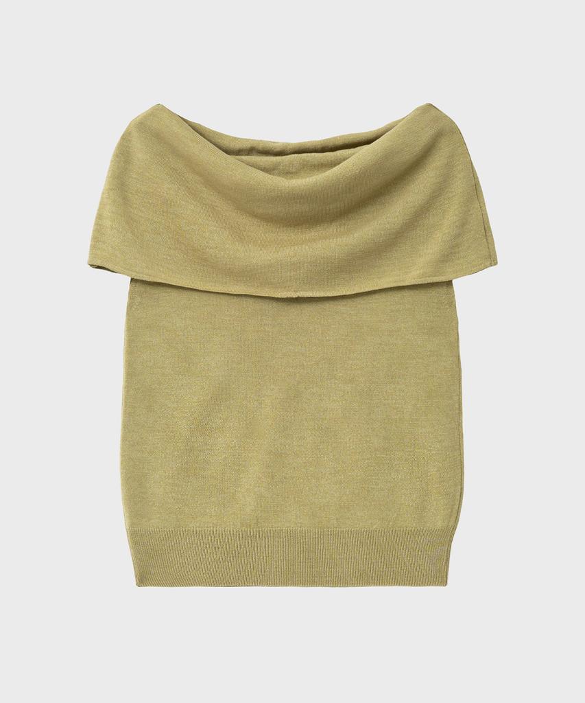 NOIRER FOR WOMAN Linen Off-Shoulder Knit (Light Khaki)