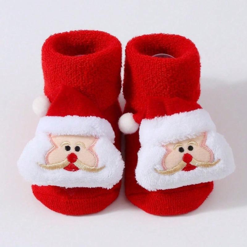 Terry Socks for Infants 0-12 Months Christmas Pattern Warm Cotton Socks Warm & Protective Socks for Indoor & Outdoor Use