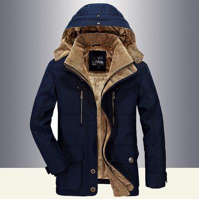 Padded Coat Large Size Winter Men's Padded Coat Piled Thickened Medium and Long Padded Jacket Removable Hat