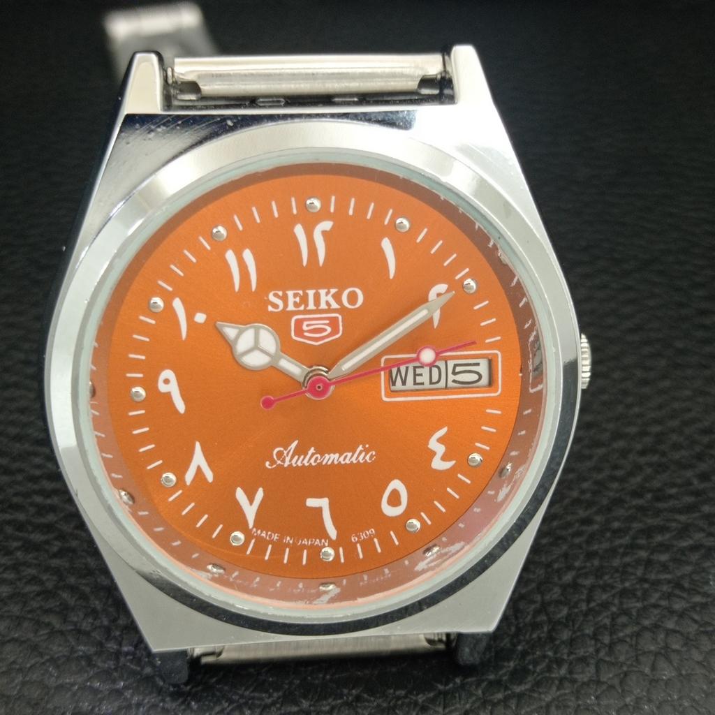 AUTOMATIC VINTAGE REFURBISHED SEIKO 5 6309A JAPAN MENS ORANGE WATCH a442568-1
