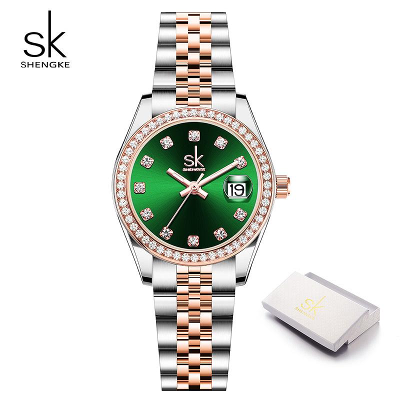 

Shengke Модний Дизайн Жіночі Кварцові Наручні Годинники Топ Розкіш Жіночі Годинники Ремінець з Нержавіючої Сталі Жіночі Подарунки Годинник для Дружини