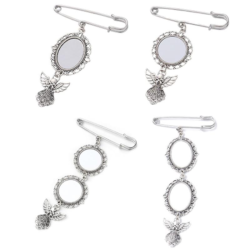 Wedding Bouquet Photo Charm Diy Pin Making Wedding Charm Oval Aluminum Sheet Photo Frame Brooch Pendant