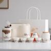Suet Jade White Porcelain Guochao Ink and Wash Travel Tea Set, a Pot of Four or Six Cups, New Chinese Express Cup Light Luxury Business Gifts