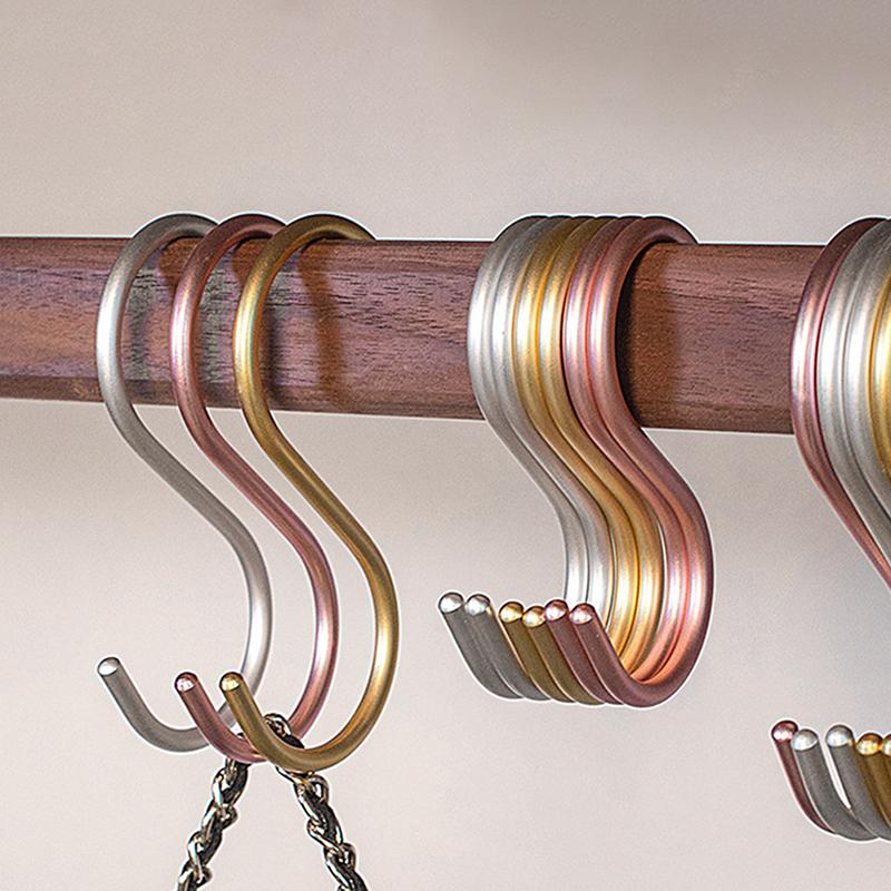 5 Stück Schwerlast-Aluminiumlegierung S-Haken Praktische kratzfeste Haken für Küchengeländer Töpfe Pfannen Organisation