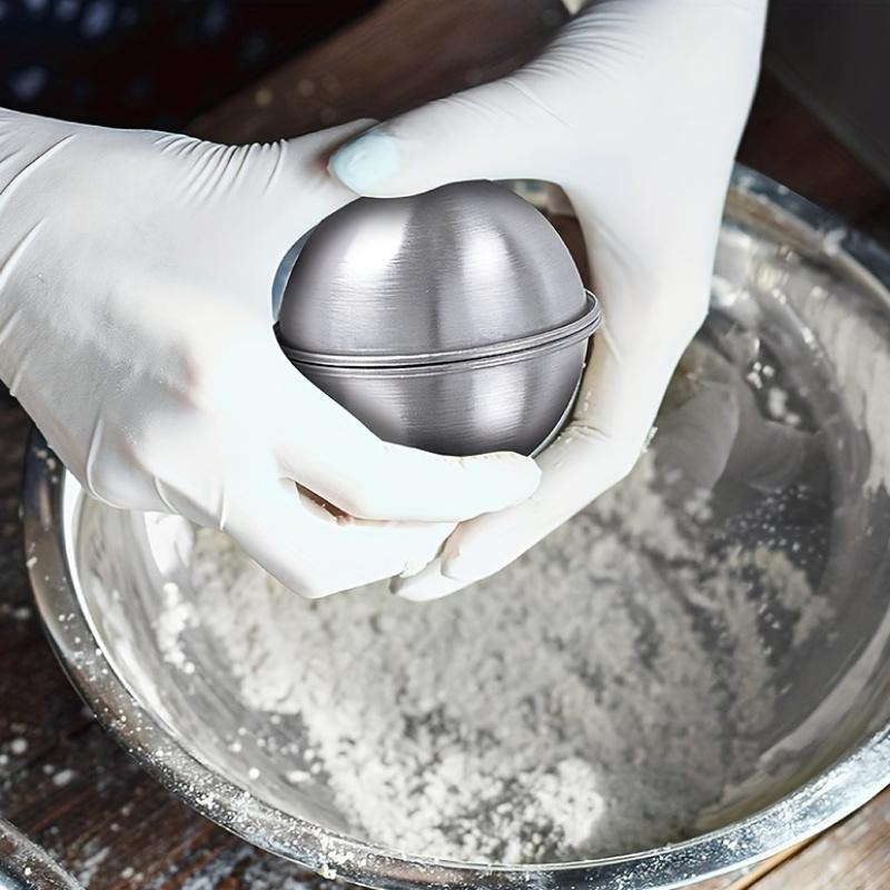 Three Pairs/set Large Stainless Steel Round Bath Bomb Molds for Creating Fizzy Bombs At Home - Perfect for DIY Spa and Bath Products