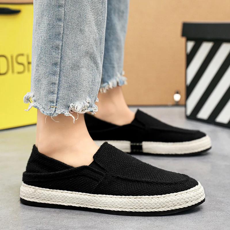New Loafers Men Breathable Casual Shoes Classic Linen Slip On Sneakers Male Summer Cheap Driving Shoes For Men Wide Lightweight