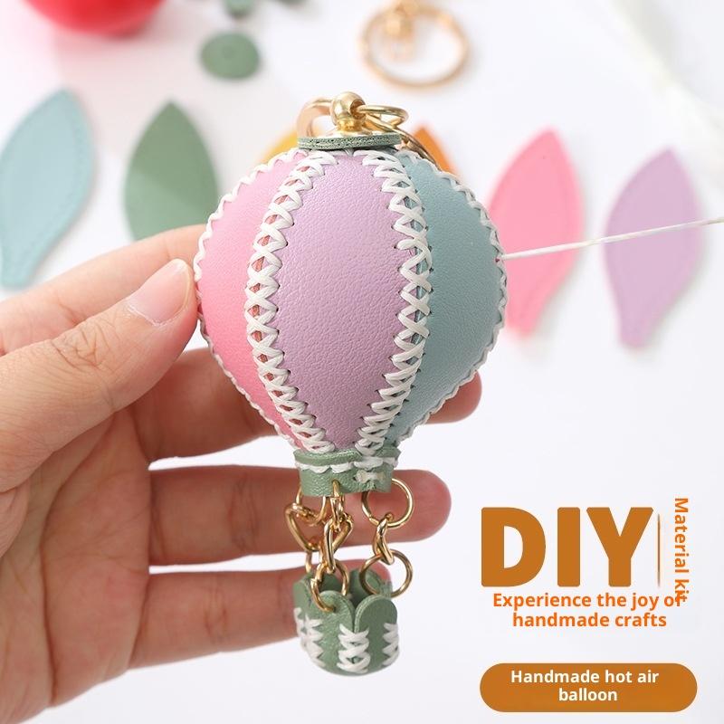 Phone Straps  Air Balloon Diy Keychain Leather Versatile Car Key Ring Handmade Ins Keychain Lanyard Bag Charms