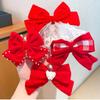 Cloth Velvet Red Bow Hairpin Plush Ancient Style Hairpin Cute Hanfu Hair Sticks  Baby