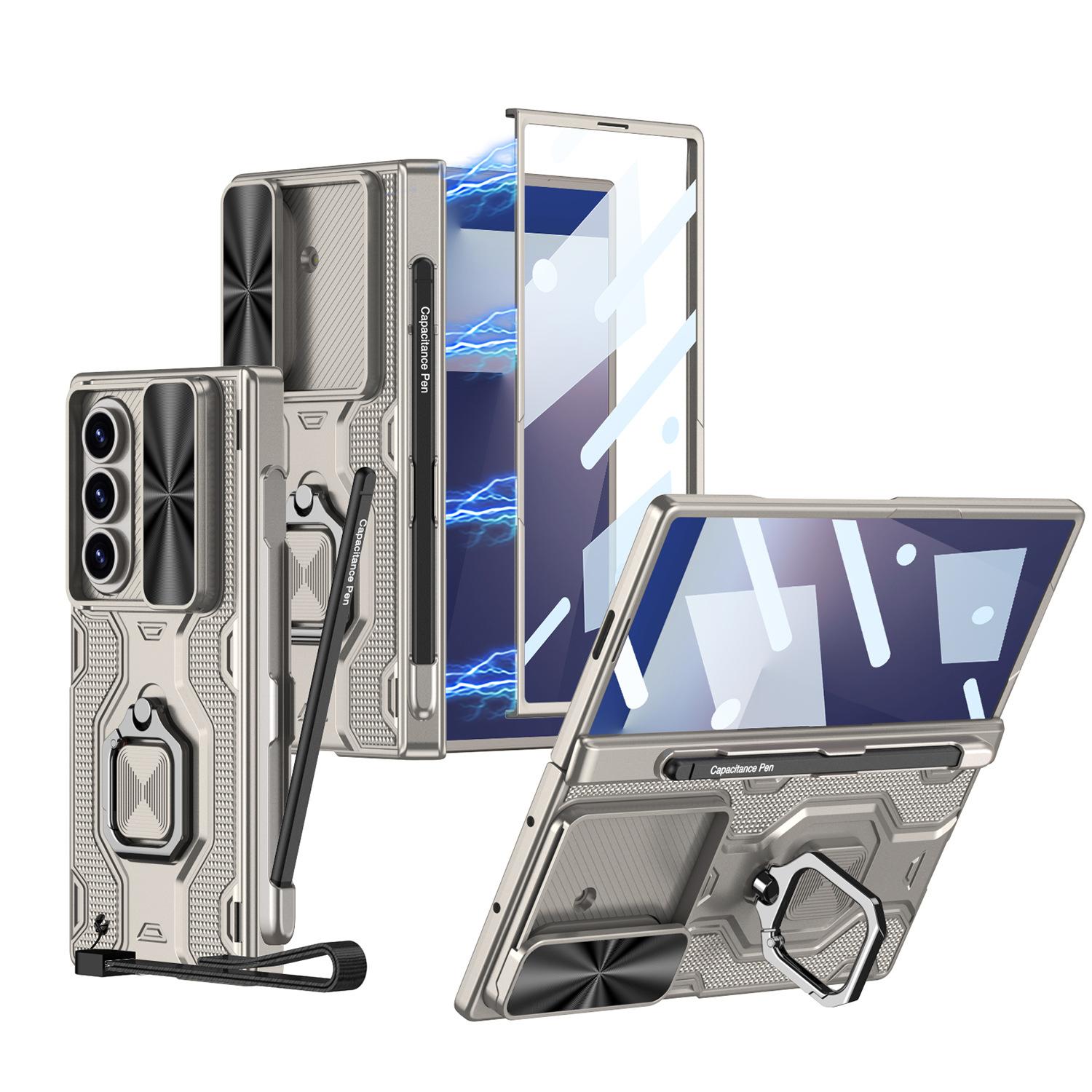 

Suitable for Samsung ZFold7 Mobile Phone Case Sleeve Push Window Lens Ring Bracket Pen Slot Protective Cover Diamond Magnetic Adsorption Pen SM-Fold7