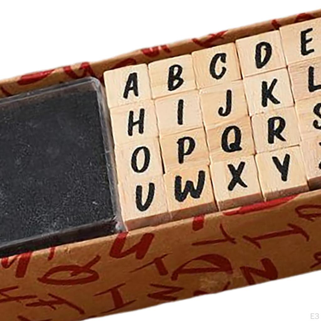 40 Pcs Alphabet Stamps Set, Wooden Rubber Letter Number for DIY Scrapbook, and