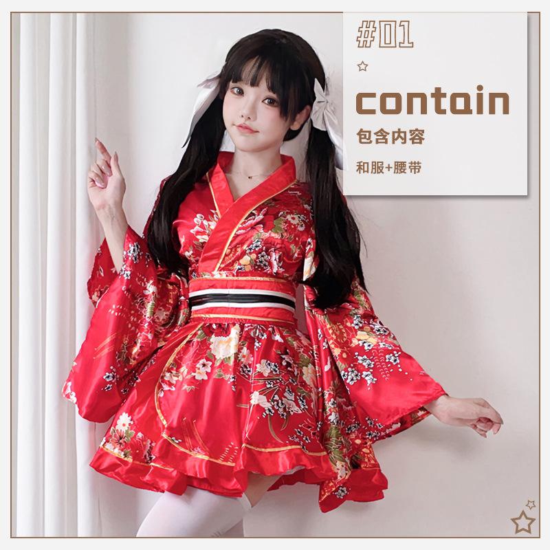 Japansk klänning traditionell kimono sommar japansk stil tryck förbättrad yukata kimono damdräkt cosplaykläder