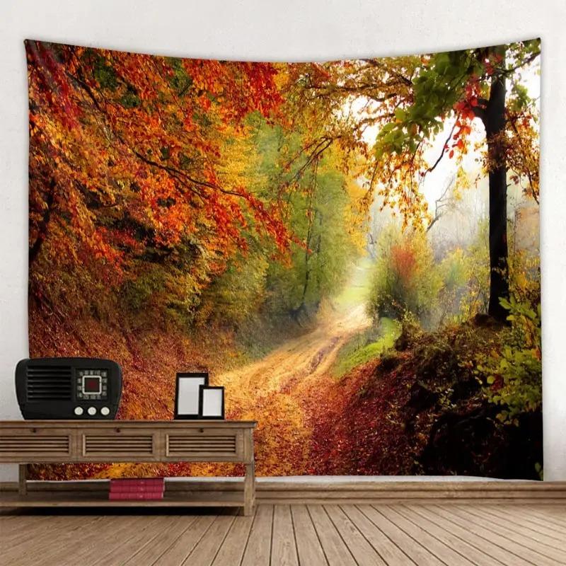 Primitive Forest Wooden Bridge Wall Hanging Office Living Room Tapestry Home Wall Decoration Tapestry
