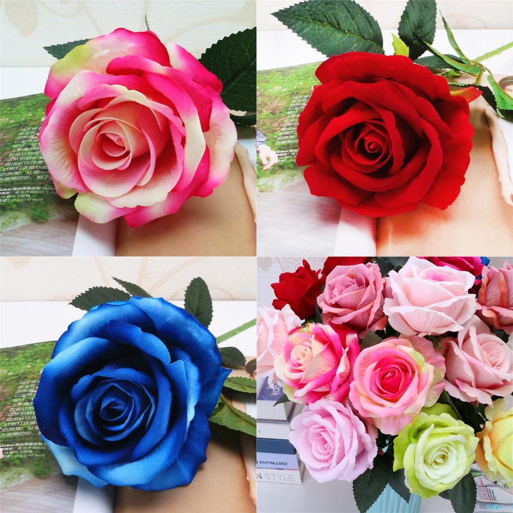 Elegant 5set Artificial Silk Fake Flowers Rose Bouquet For Wedding And Home Decor