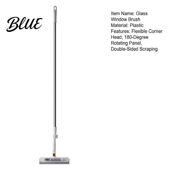 Exterior Window Cleaning Tool Glass Wiper with Flexible Corner Head 180-Degree Rotating Panel