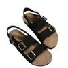 Women's Sandal with Frosted Leather Belt Buckle for Summer, New Cork Beach Sandals for Women, Non Slip Flat Sandals