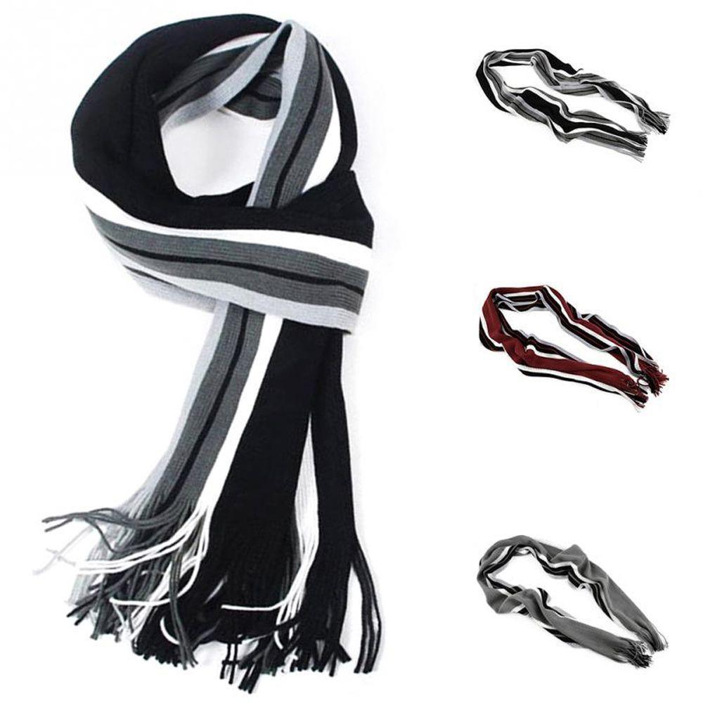 Business Affairs Scarves Knit Scarf Warm Winter Fringed Muffler Striped Scarf Scarf Tassel Scarf