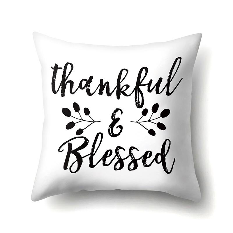 Thanksgiving Pillowcase Blessing Maple Leaf Pumpkin Sofa Cushion Cover Office Home Living Room Pillowcase